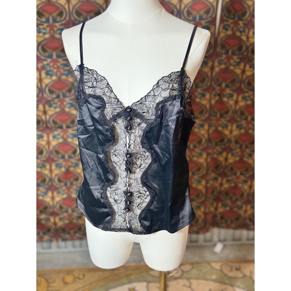 SavageXFenty  L Black Lace Trim Cami Top Sleeveless Tank Blouse - Picture 1 of 3
